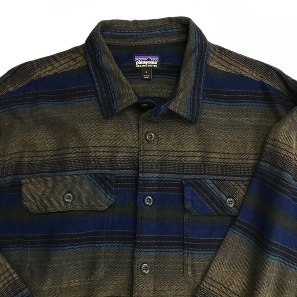 Patagonia Men 100% Organic Cotton Large Button Multi-Color Shirt - Picture 1 of 5